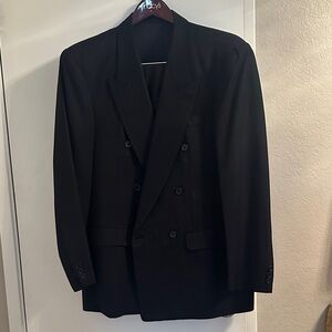 Custom made,  Elegant navy blue light red, pinstripe Double-Breasted suit
